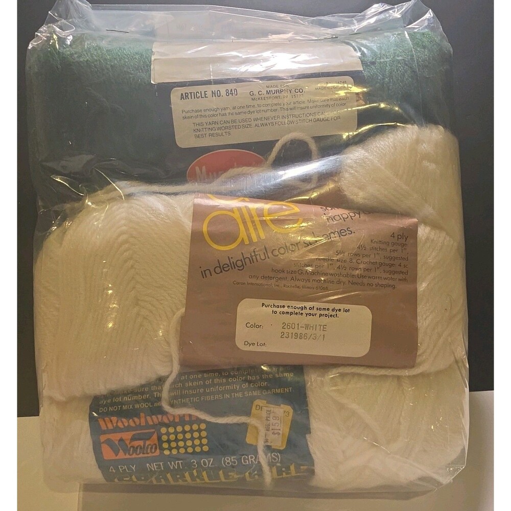 Vintage Yarn Lot Caron Dazzle Aire Woolworth Sparkle GC Murphy Co PA 4 Ply